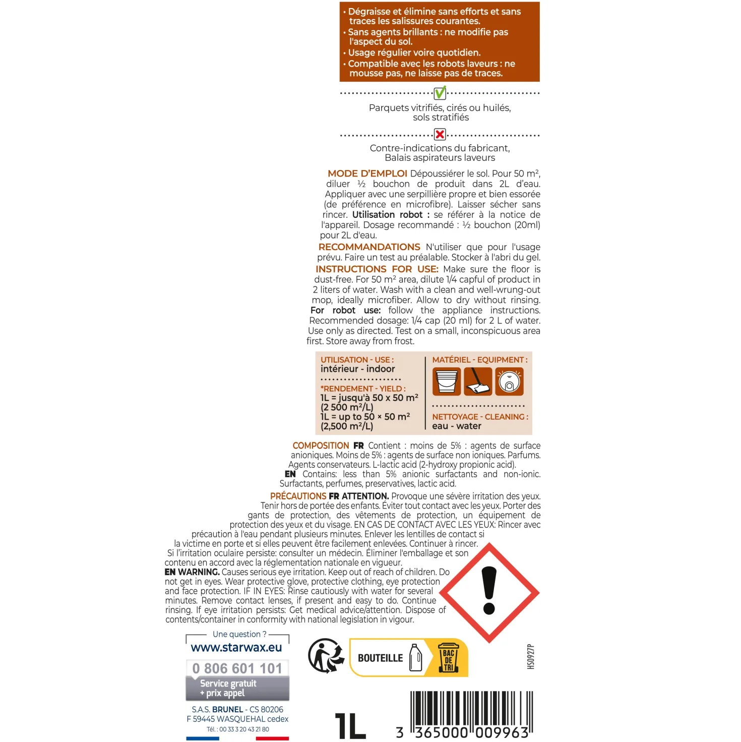 Nettoyant doux pour parquets et sols stratifiés