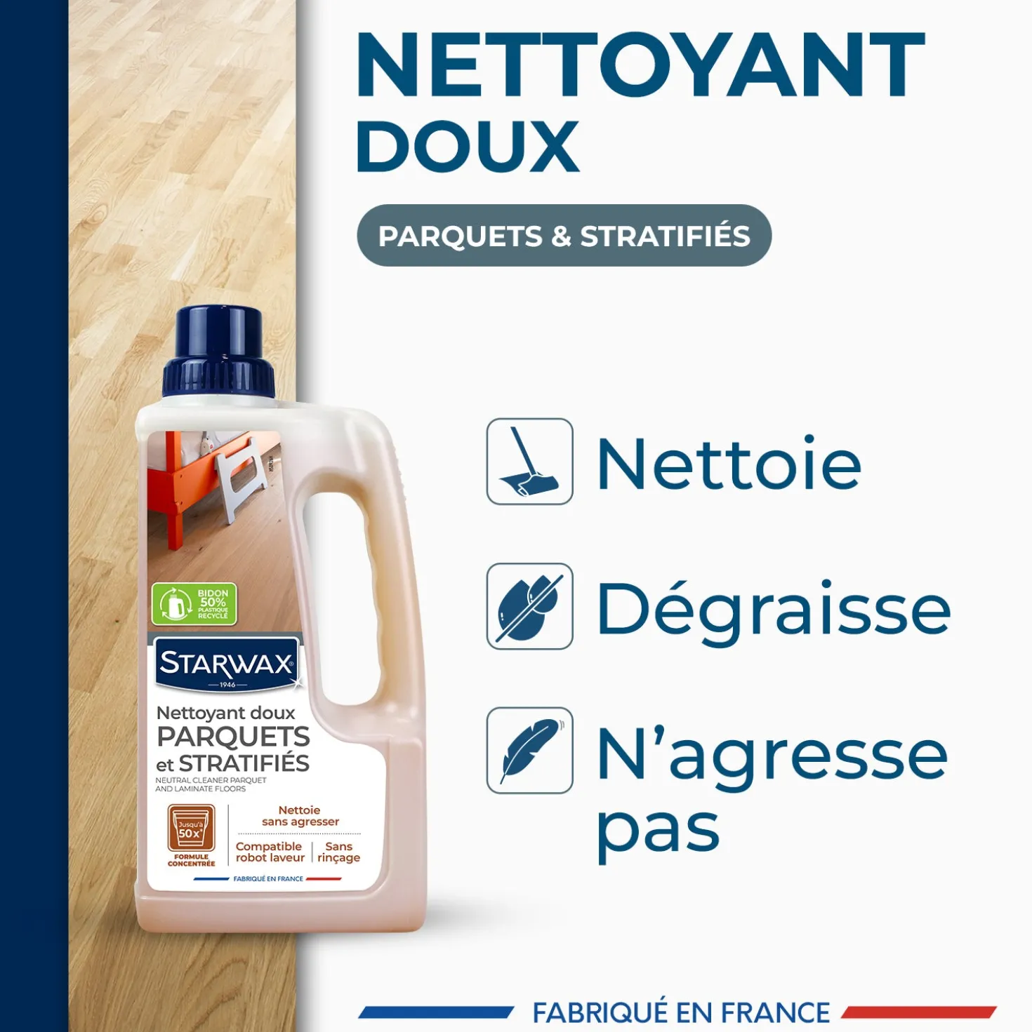 Nettoyant doux pour parquets et sols stratifiés