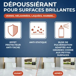 Nettoyant dépoussiérant brillant pour mobilier intérieur