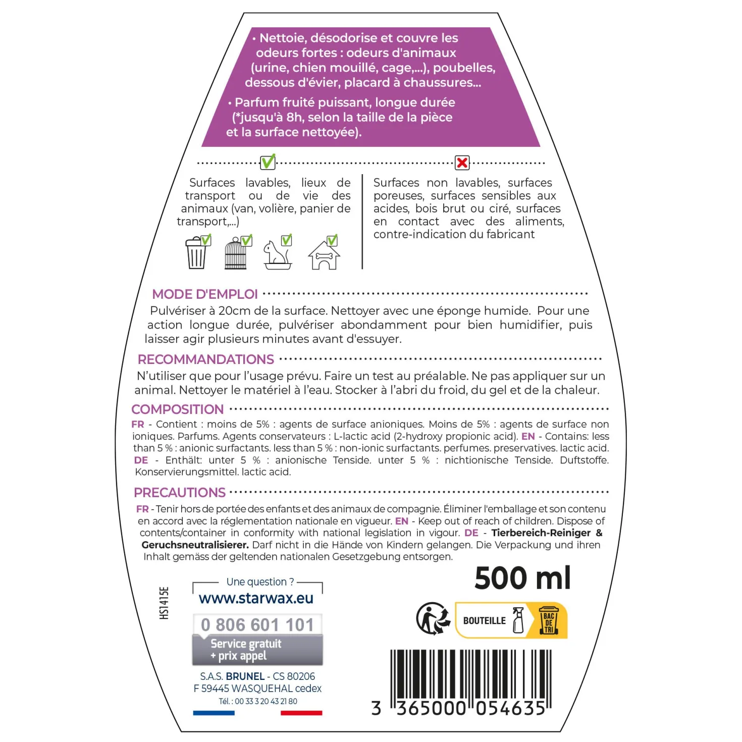 Nettoyant désodorisant surodorant spécial milieu animal