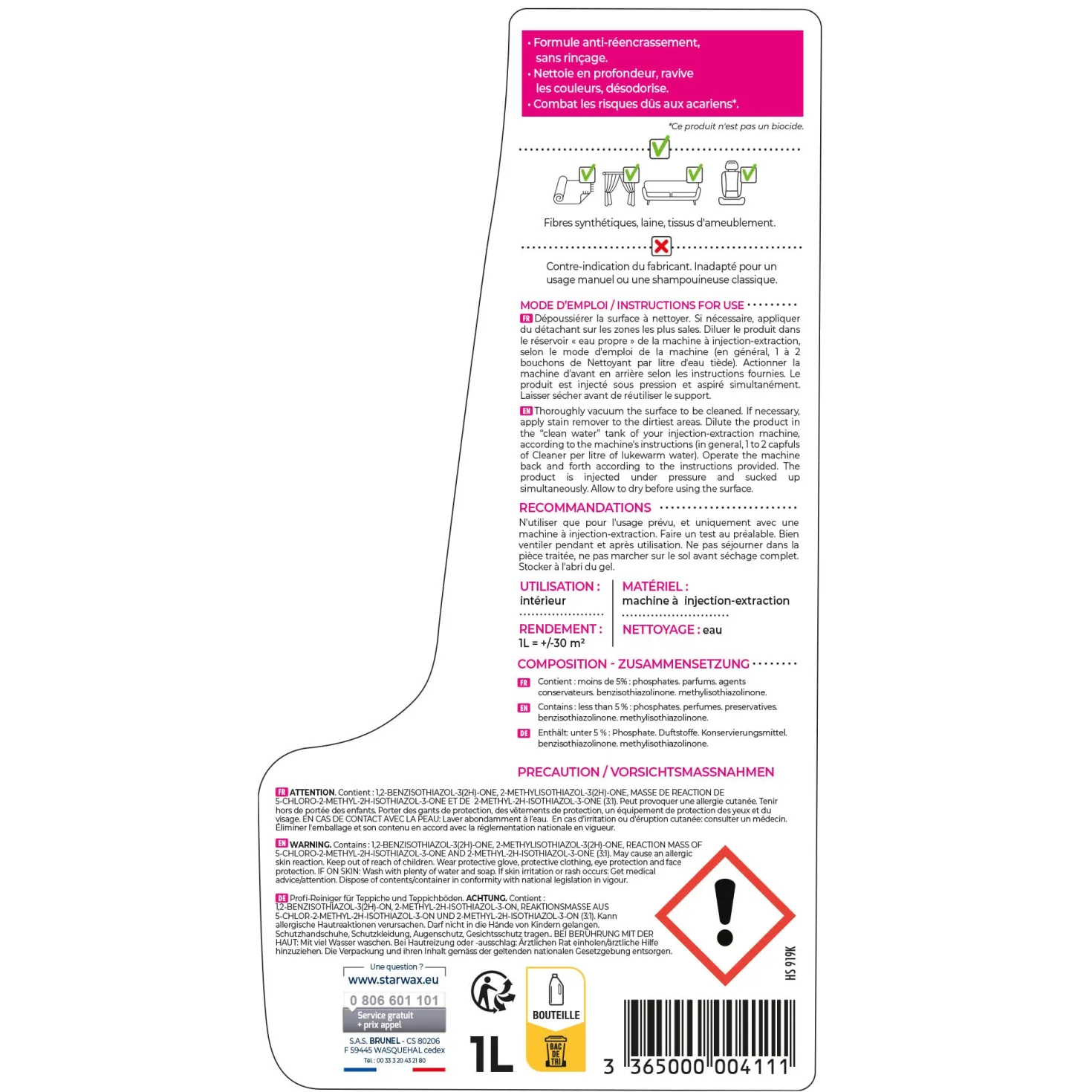 Nettoyant méthode "pro" pour tapis et moquettes