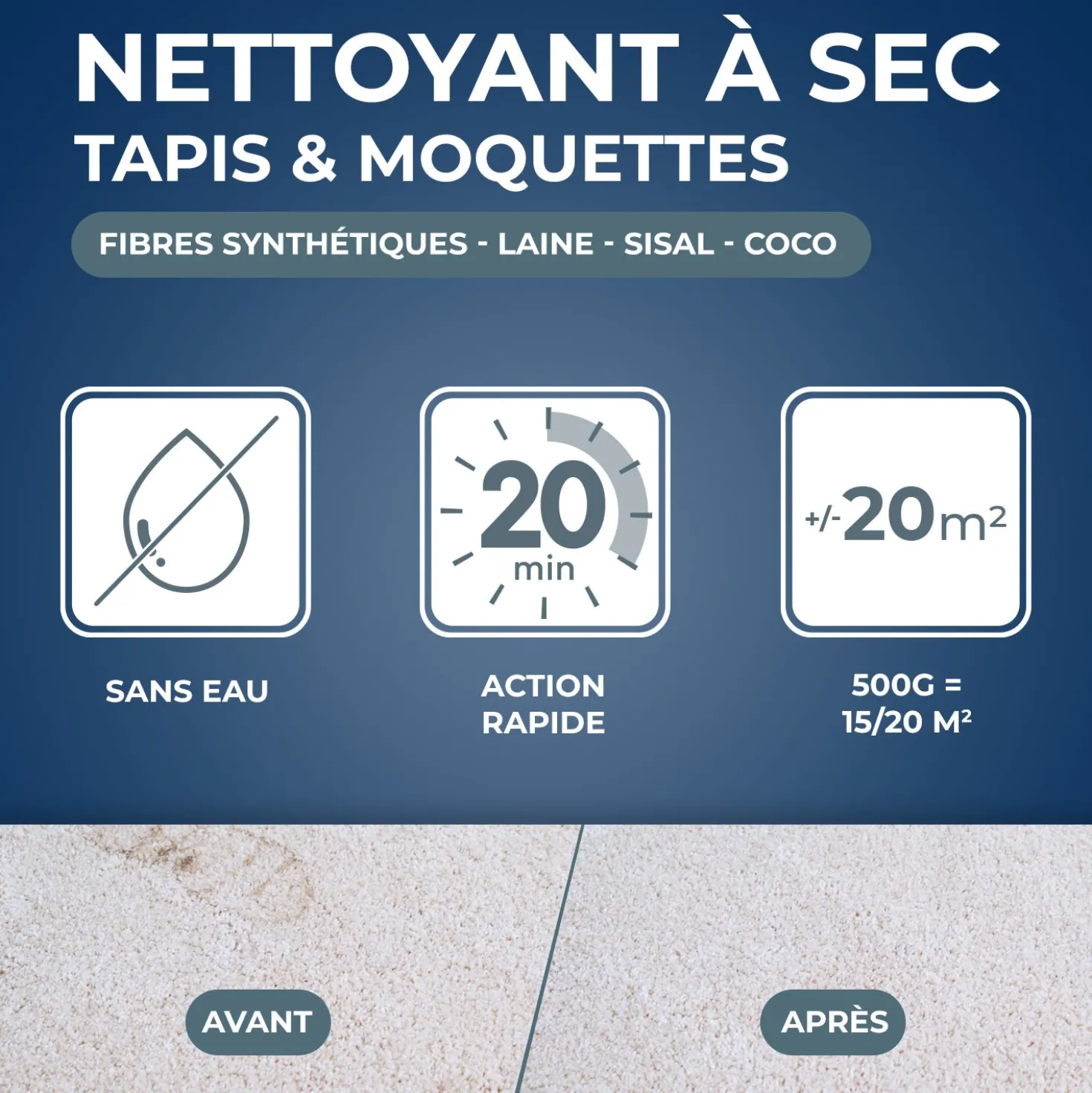 Nettoyant à sec pour tapis et moquettes