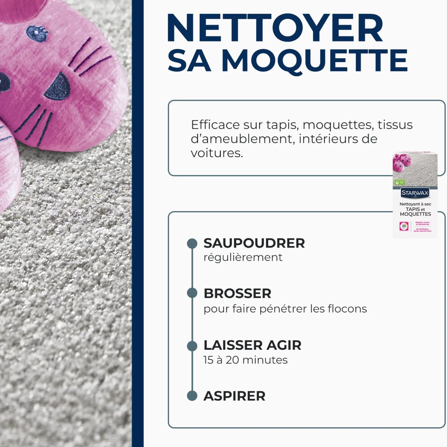 Nettoyant à sec pour tapis et moquettes