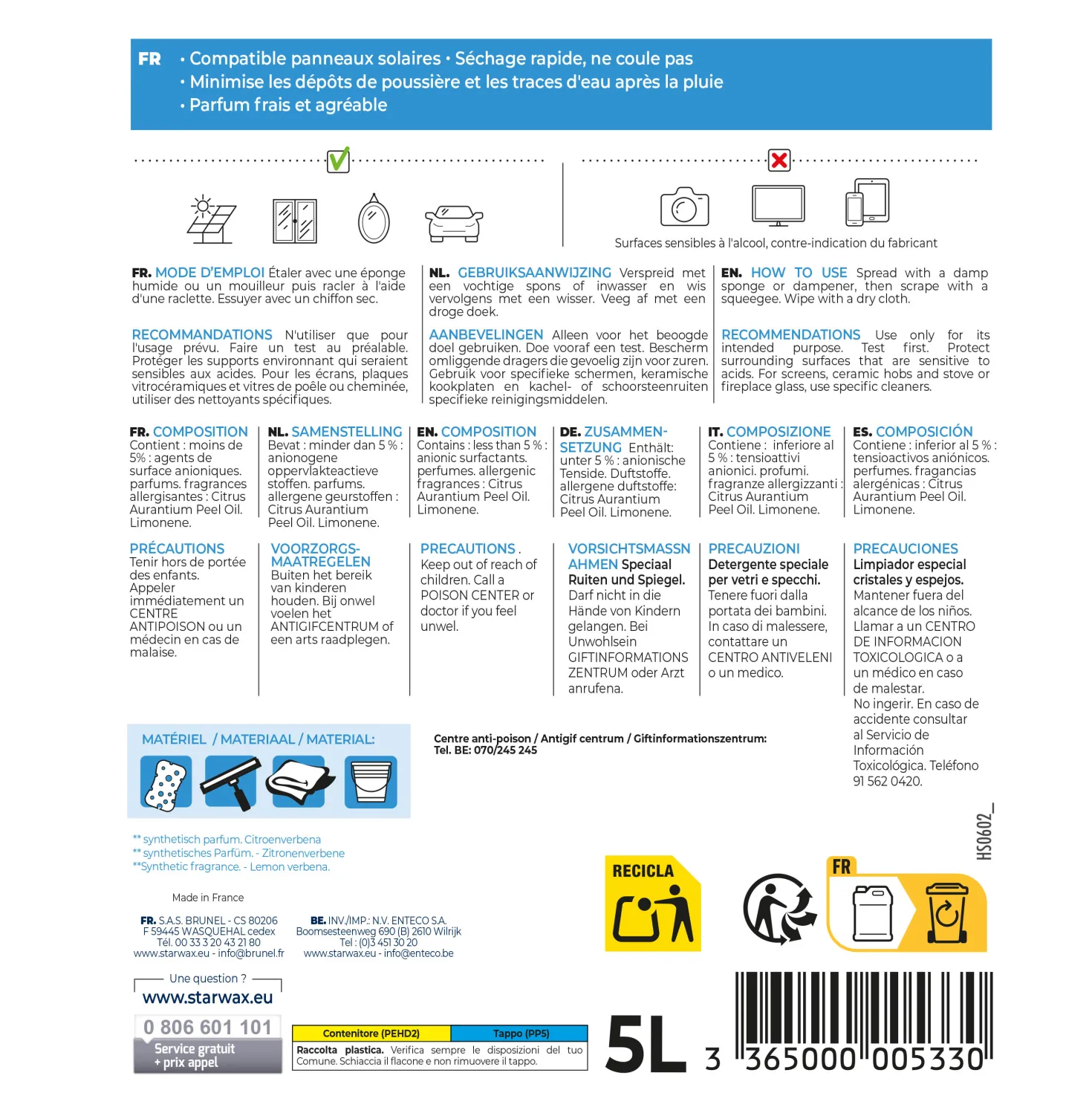 Nettoyant spécial vitres et miroirs