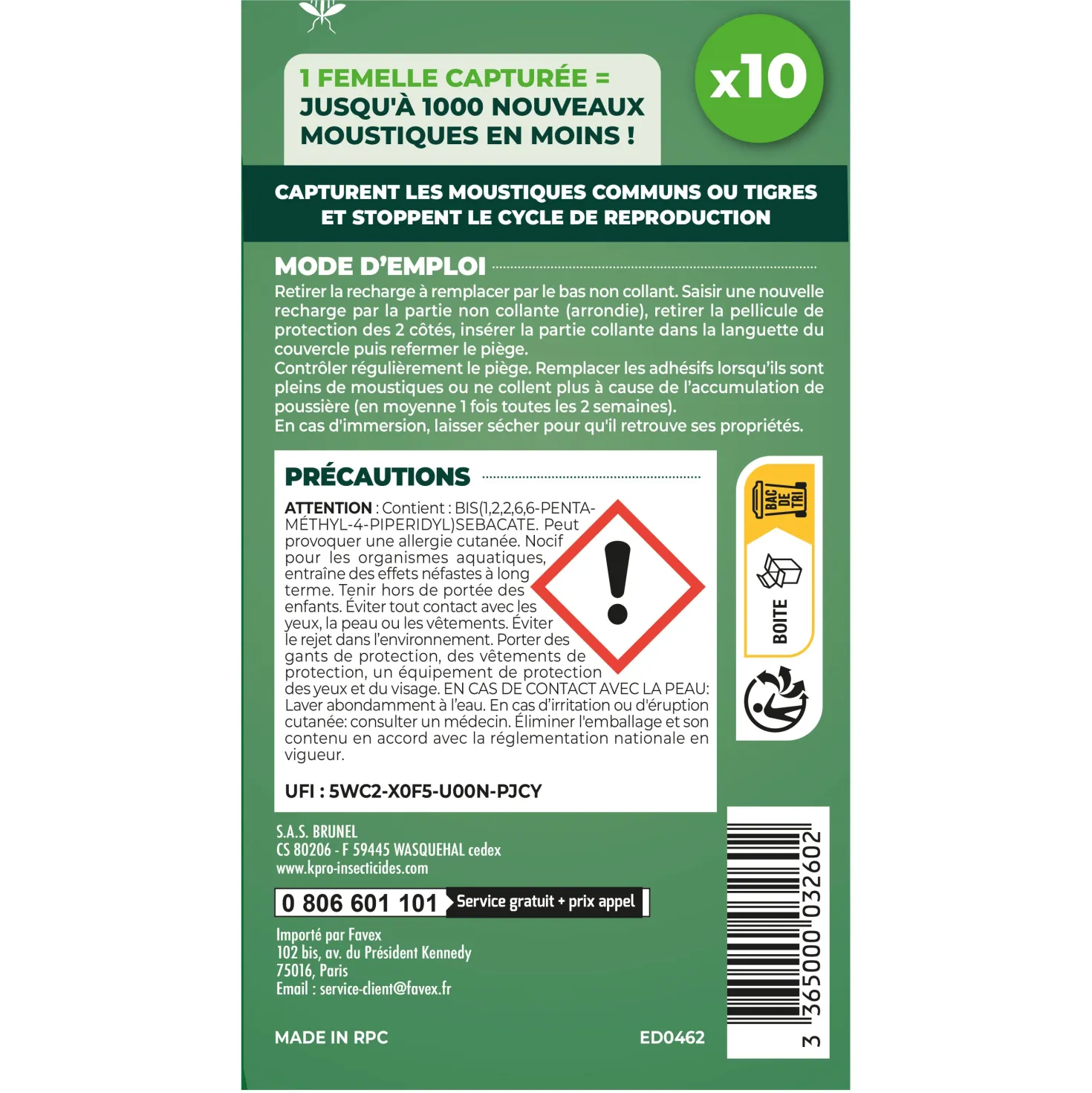 Pack de 10 recharges adhésives pour Pièges anti-ponte moustiques