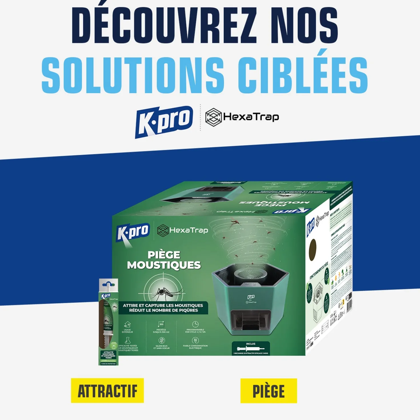 Piège électrique à moustiques et moustiques tigres+ 1 seringue d'attractif