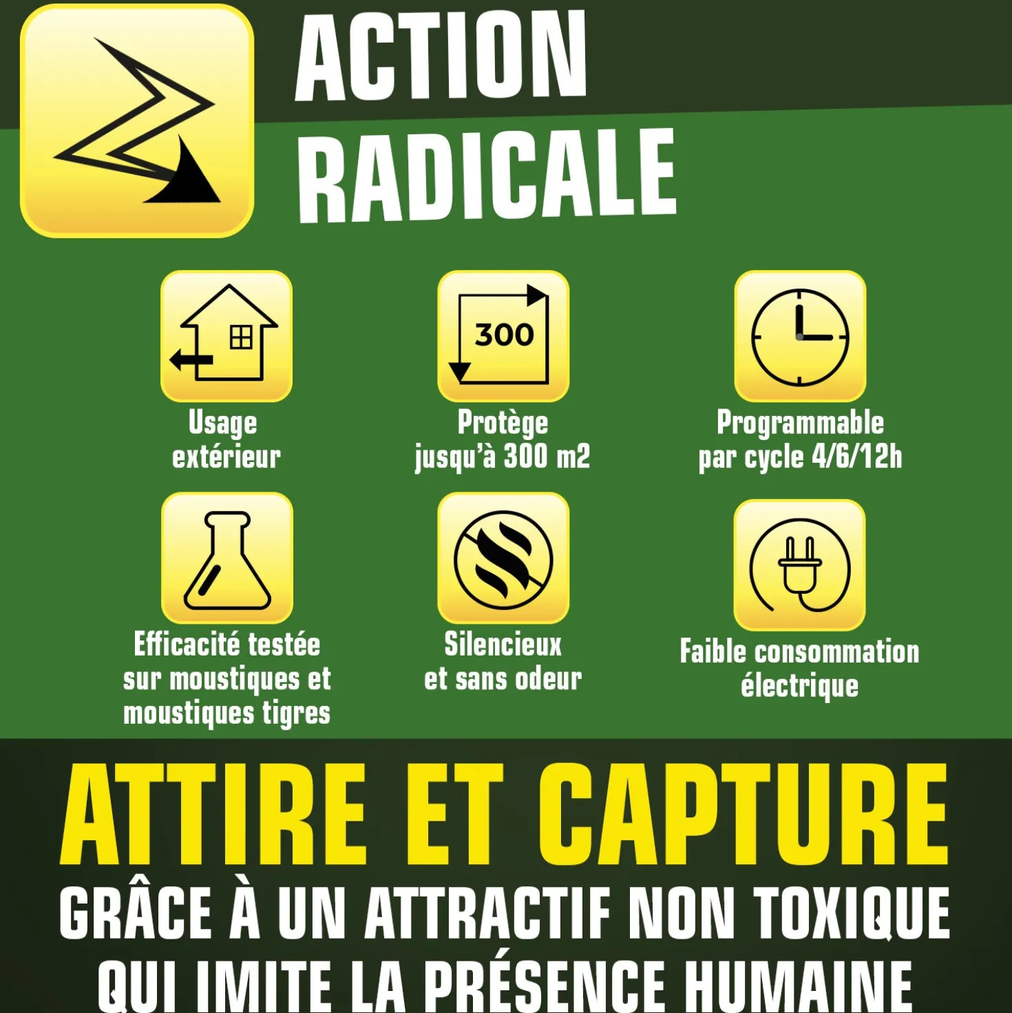 Piège électrique à moustiques et moustiques tigres+ 1 seringue d'attractif