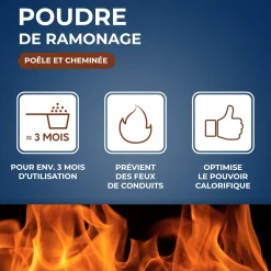 Poudre de ramonage pour poêle et cheminée