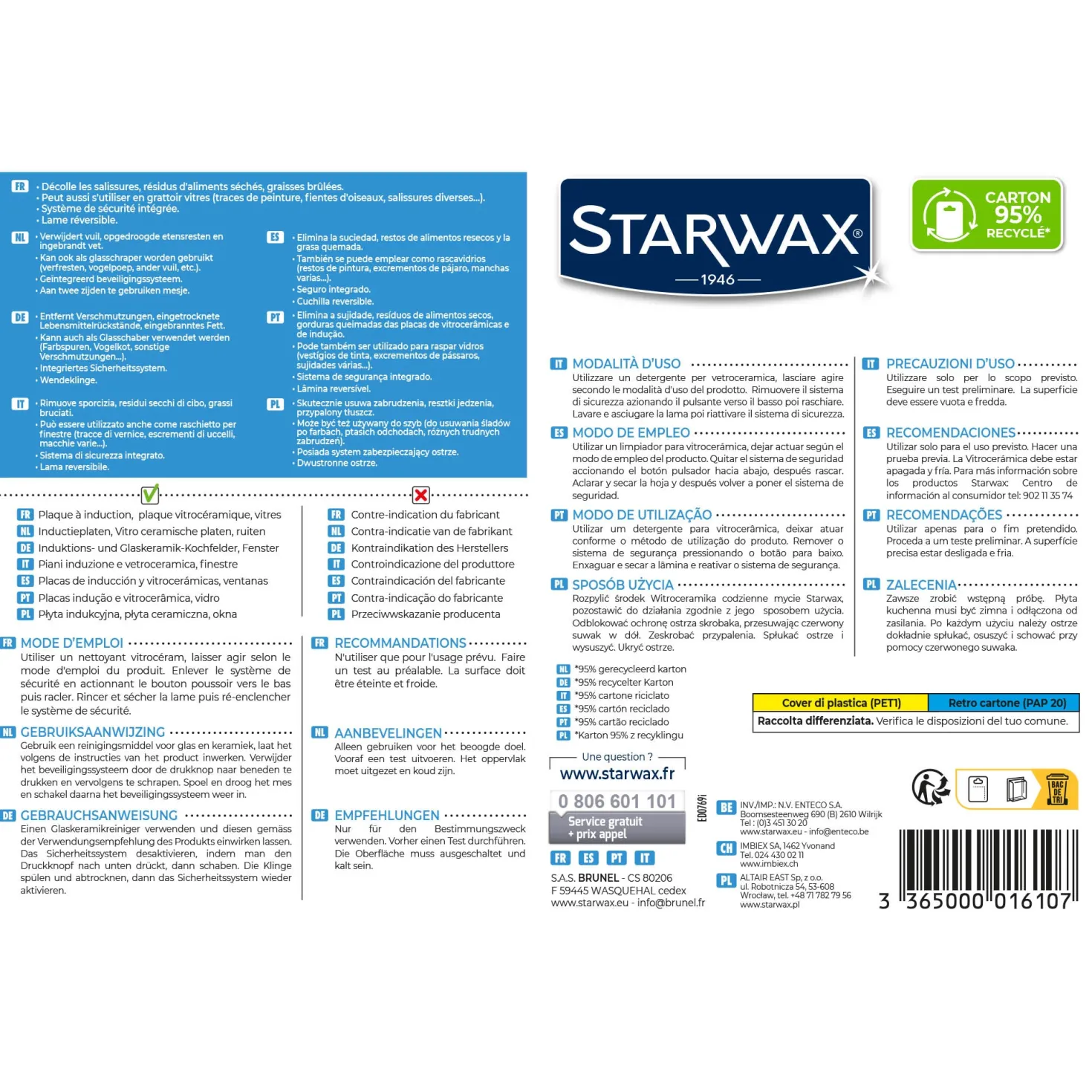 Racloir pour vitroceram & induction