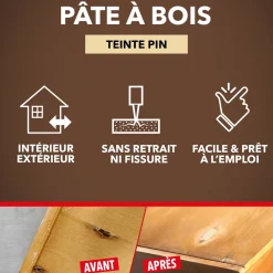 Rebouche imperfections -Pâte à bois naturel