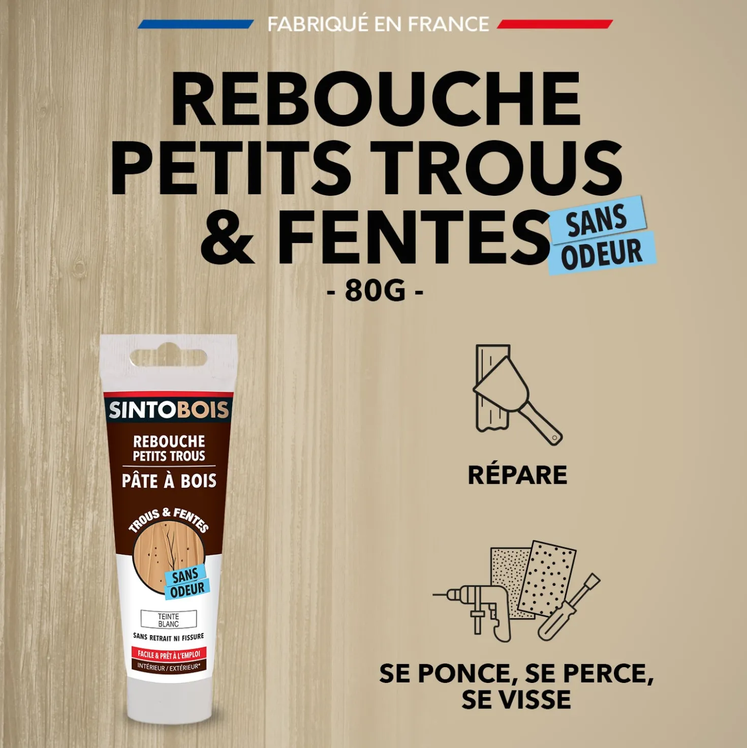 Rebouche imperfections -Pâte à bois naturel