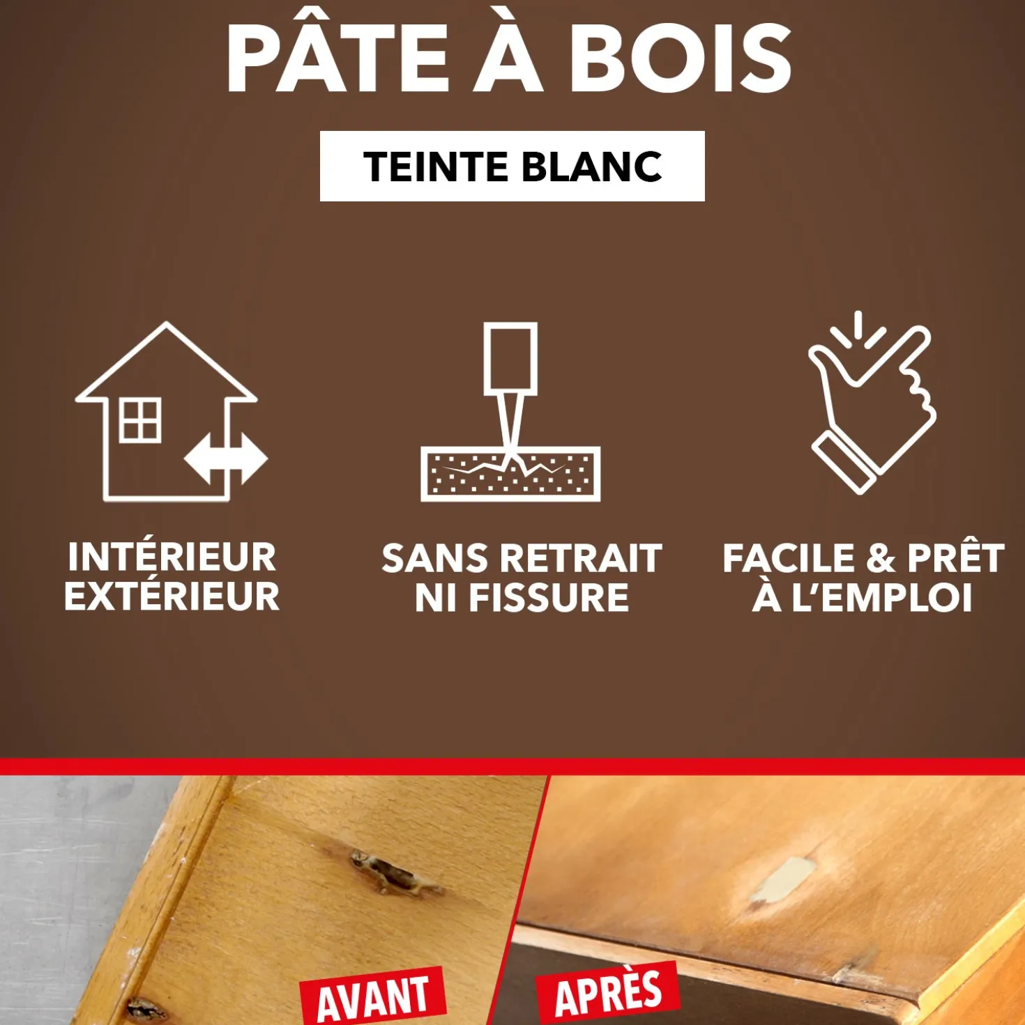 Rebouche imperfections -Pâte à bois naturel