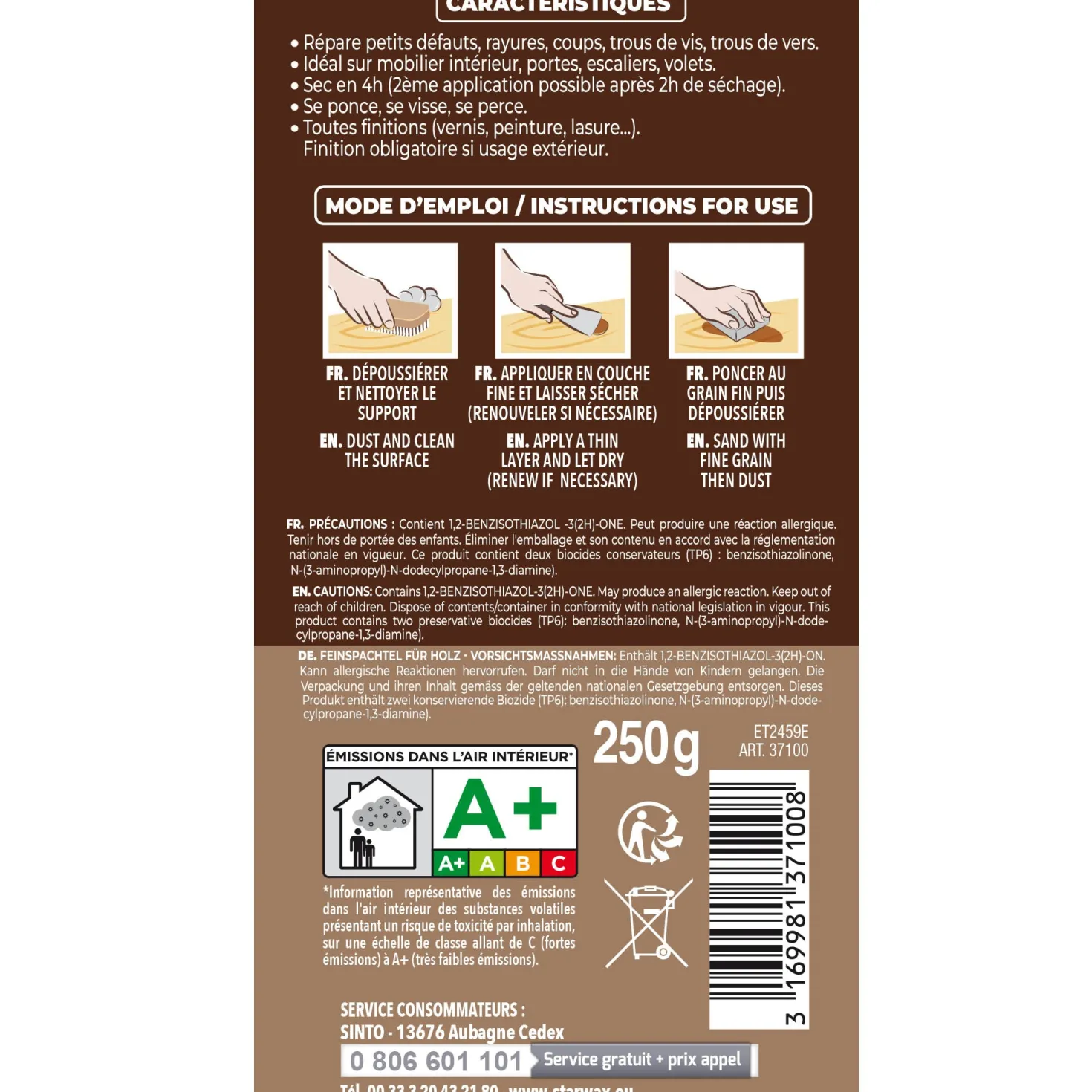 Rebouche imperfections -Pâte à bois naturel