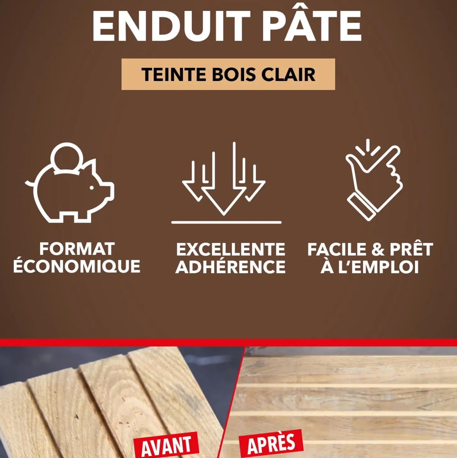 Reboucher gros trous et fissures dans le bois clair