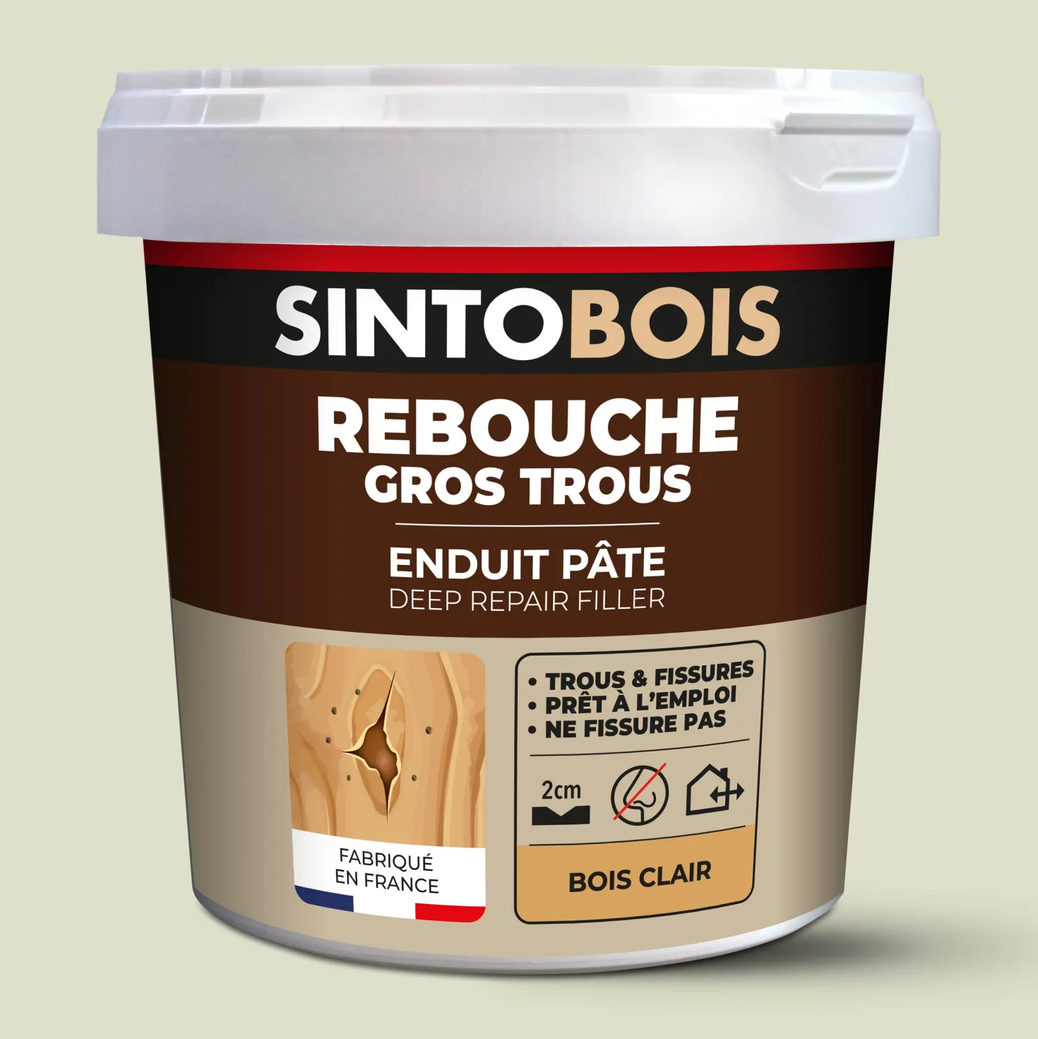 Reboucher gros trous et fissures dans le bois clair