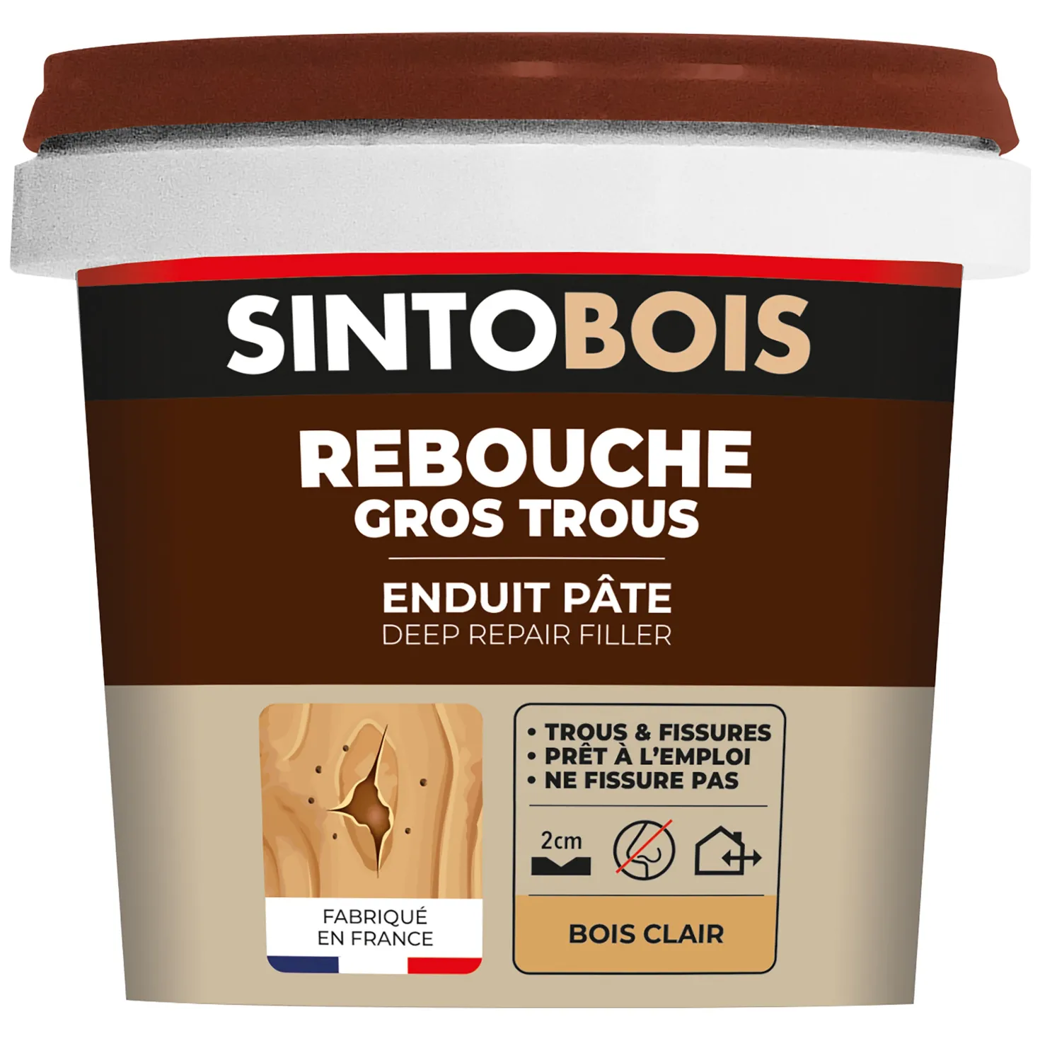 Reboucher gros trous et fissures dans le bois clair