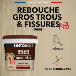 Reboucher gros trous et fissures dans le bois clair