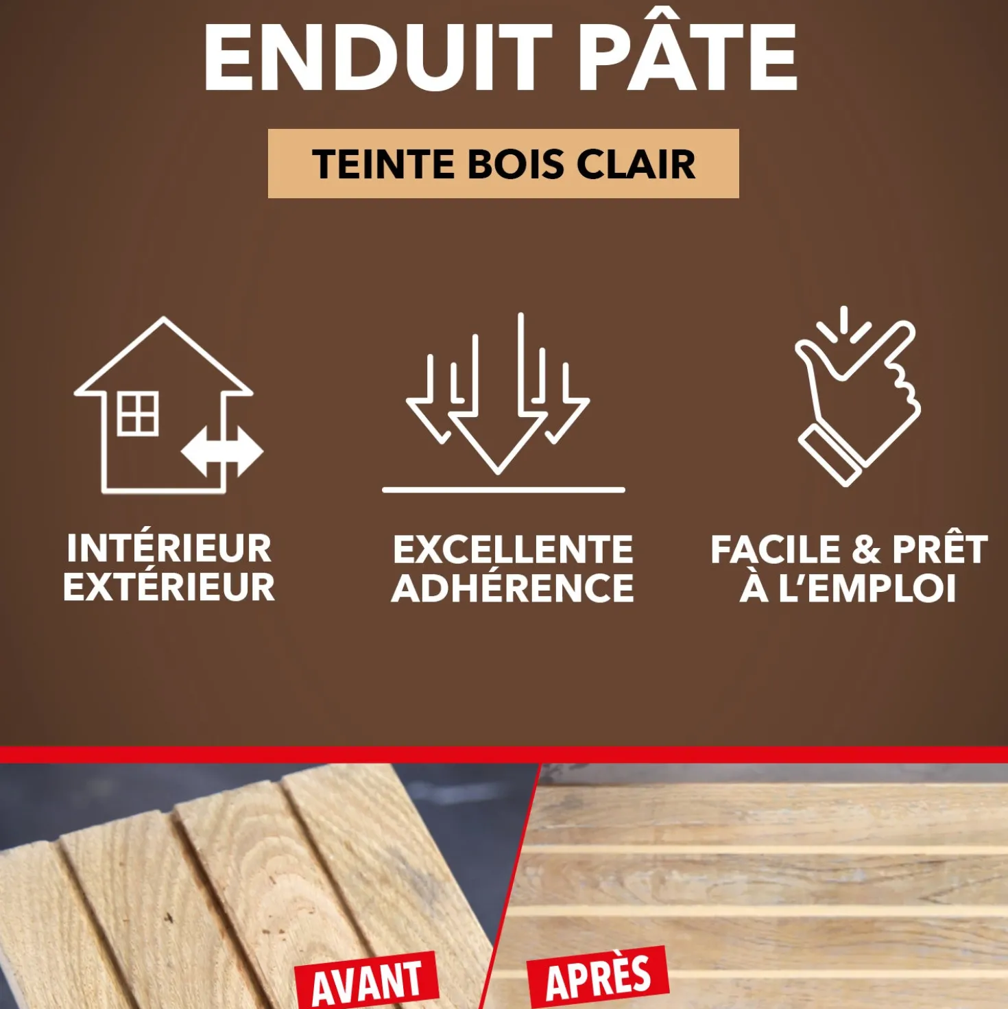 Reboucher gros trous et fissures dans le bois clair