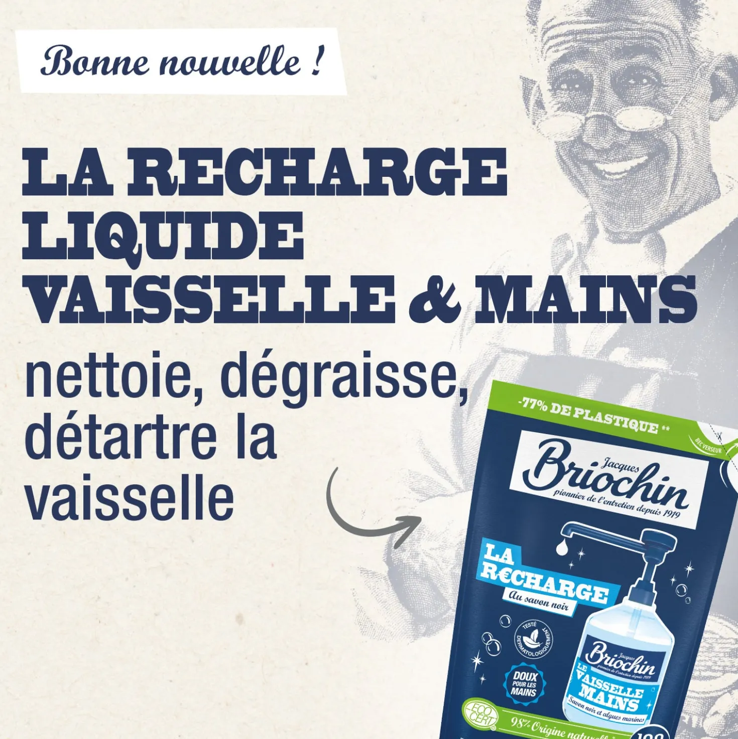 Recharge Liquide Vaisselle Mains Savon noir & Algues Marines