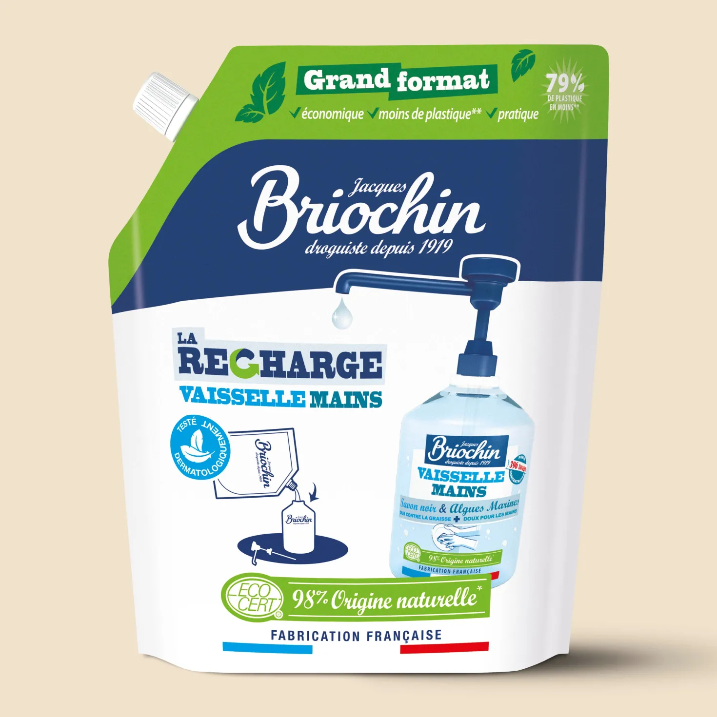 Recharge Liquide Vaisselle Mains Savon noir & Algues Marines grand format
