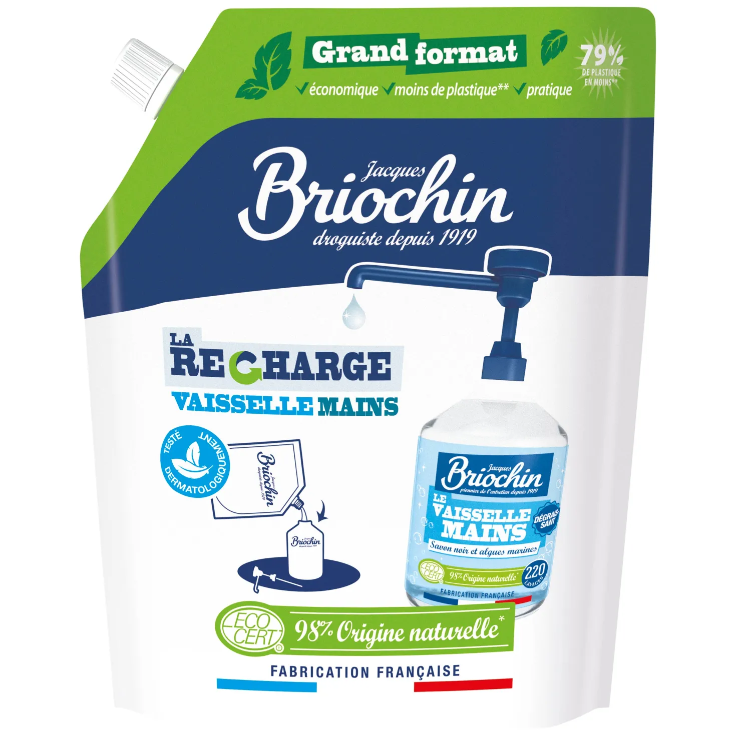 Recharge Liquide Vaisselle Mains Savon noir & Algues Marines grand format