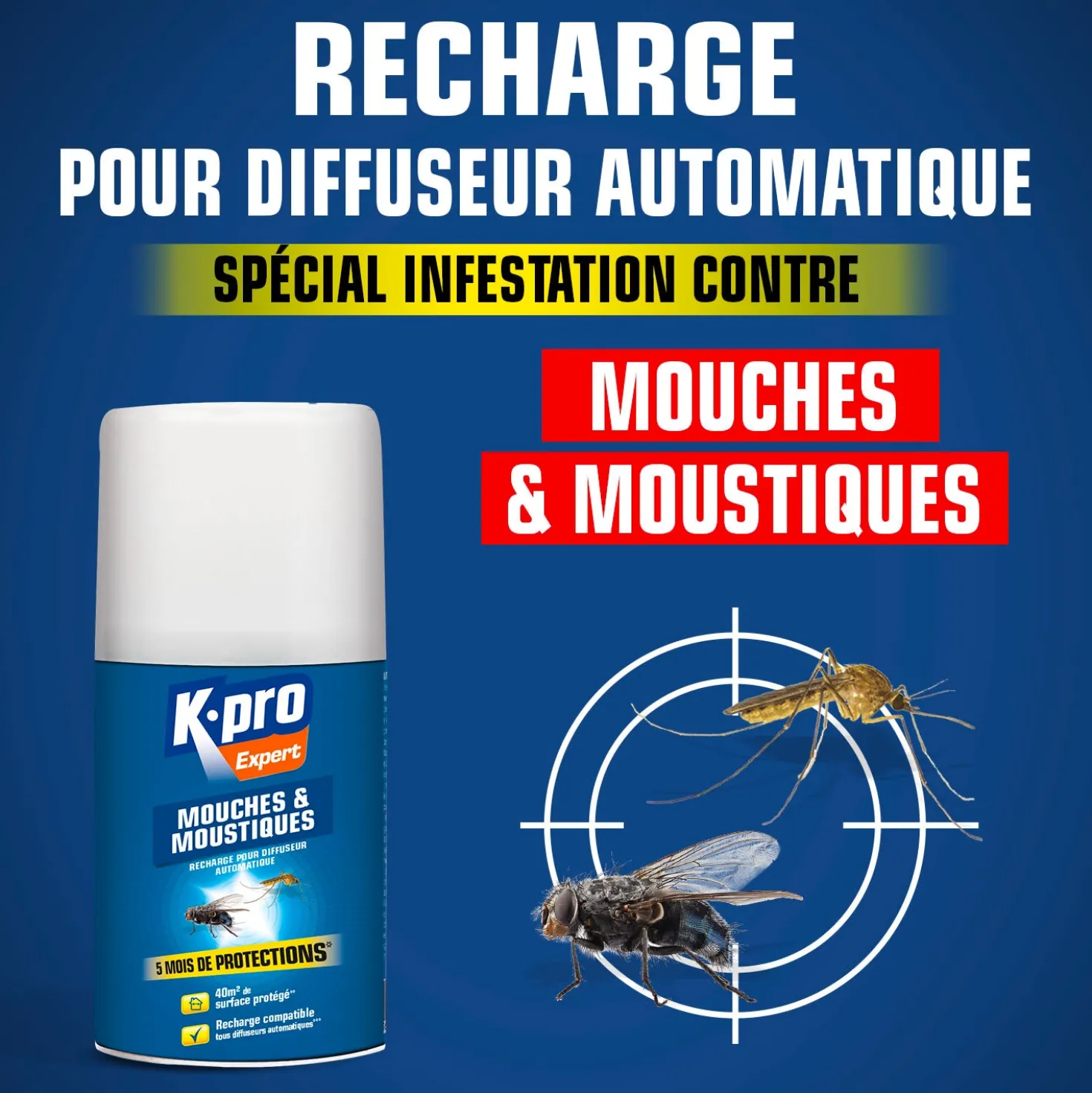Recharge pour diffuseur automatique mouches moustiques