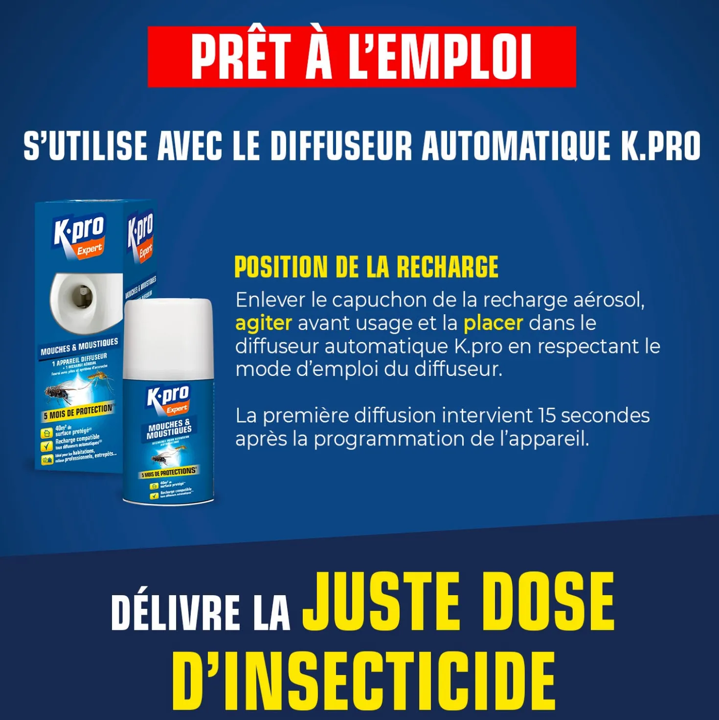Recharge pour diffuseur automatique mouches moustiques