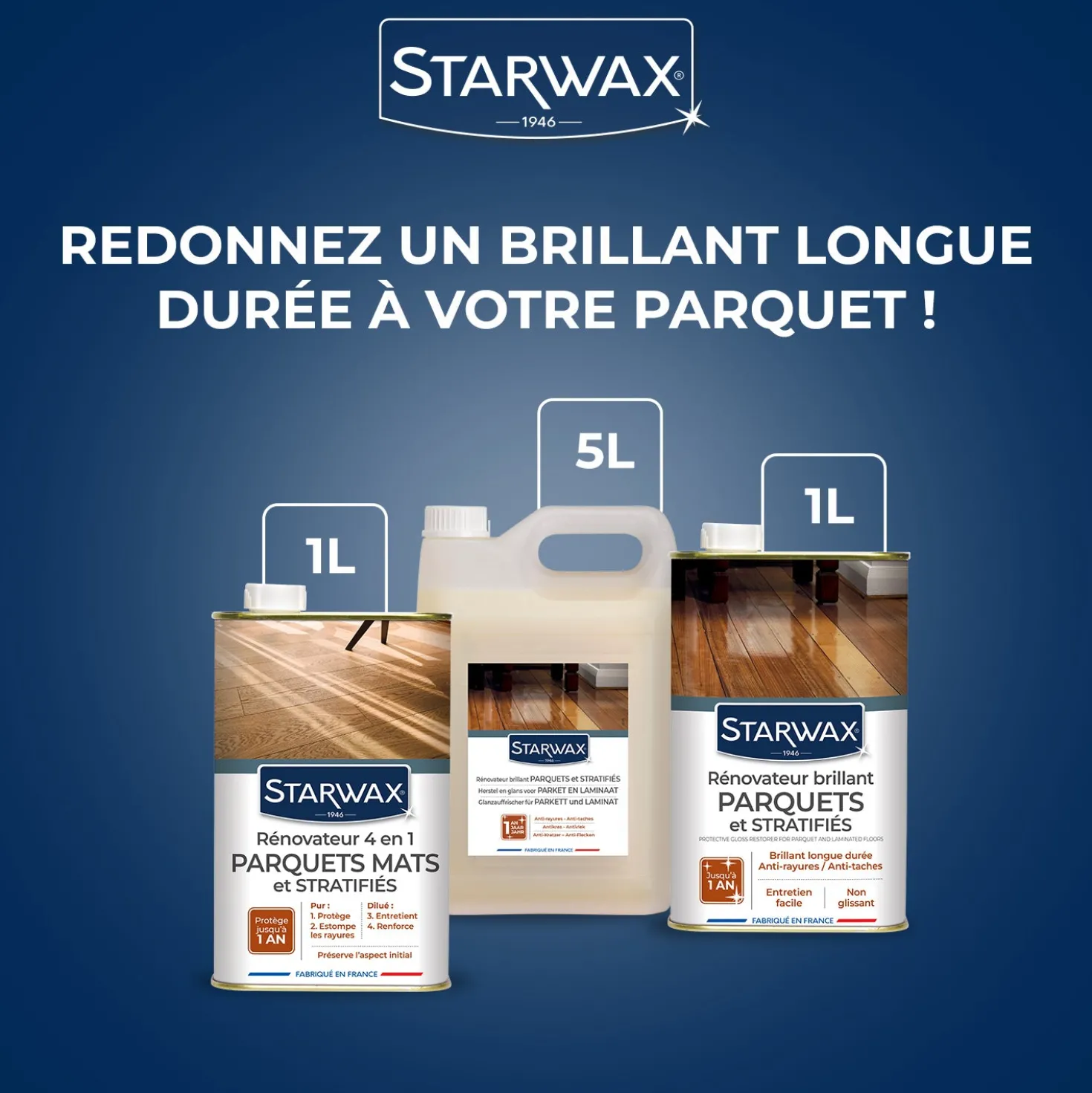 Rénovateur brillant protecteur pour parquets et sols stratifiés
