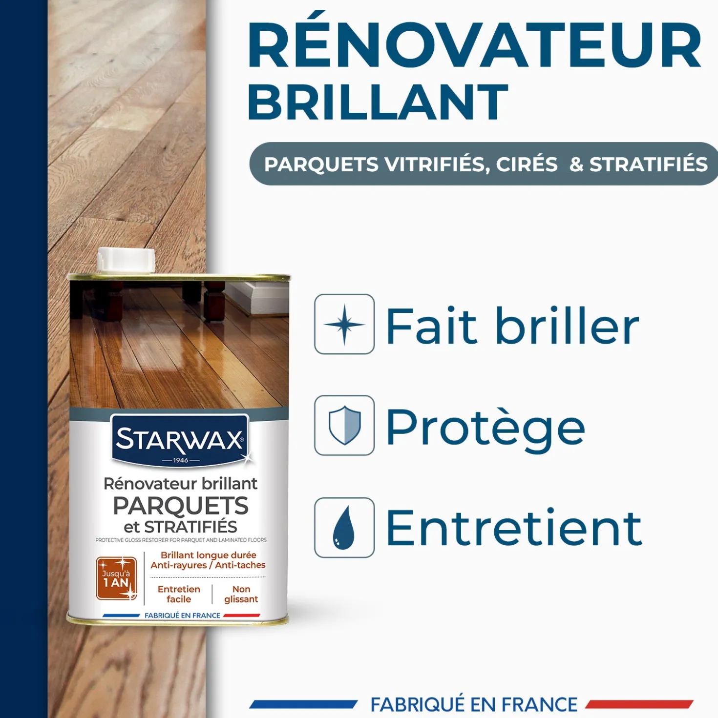 Rénovateur brillant protecteur pour parquets et sols stratifiés