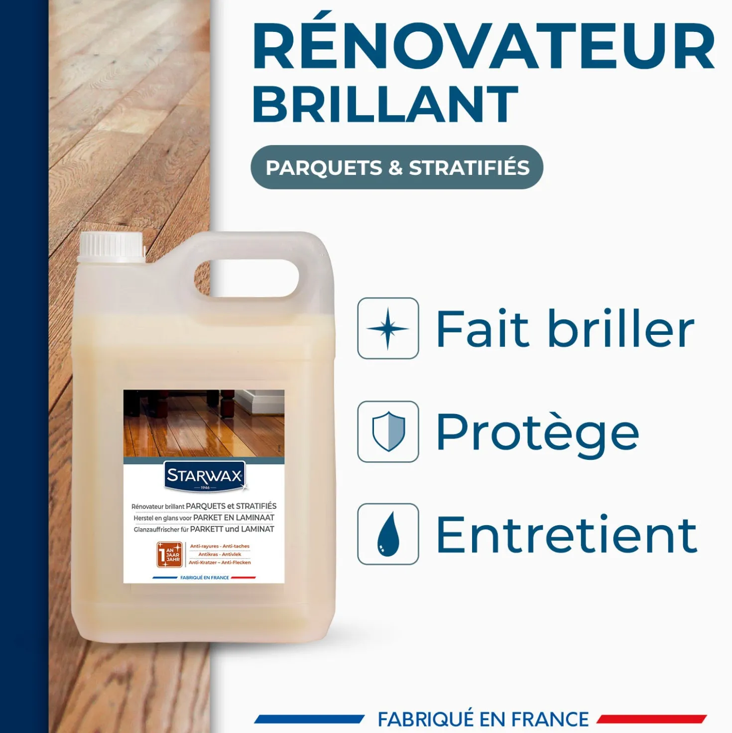 Rénovateur brillant protecteur pour parquets et sols stratifiés
