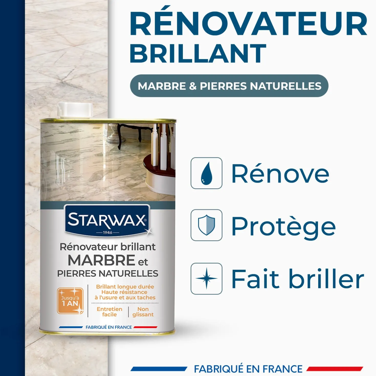 Rénovateur brillant protecteur pour marbres et pierres naturelles