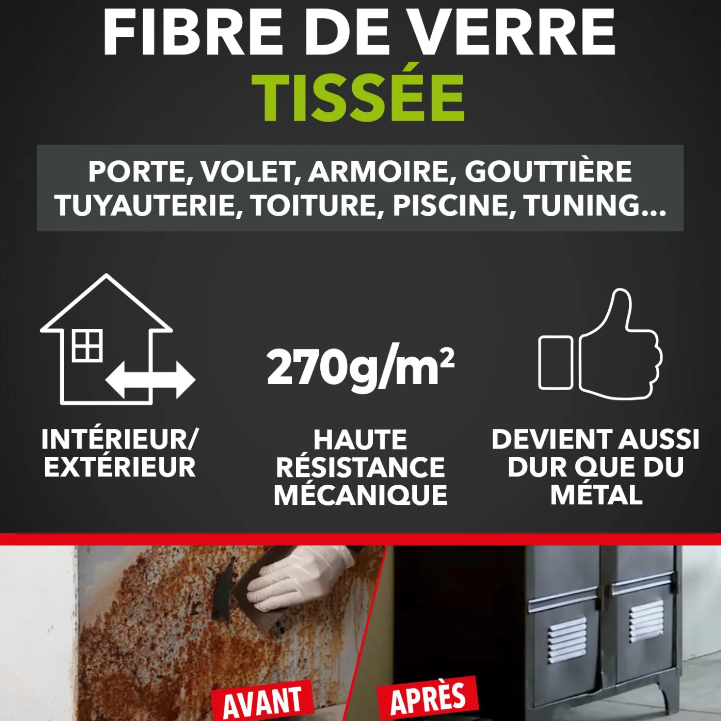 Répare perforations (tissu fibre verre tissée 270g)