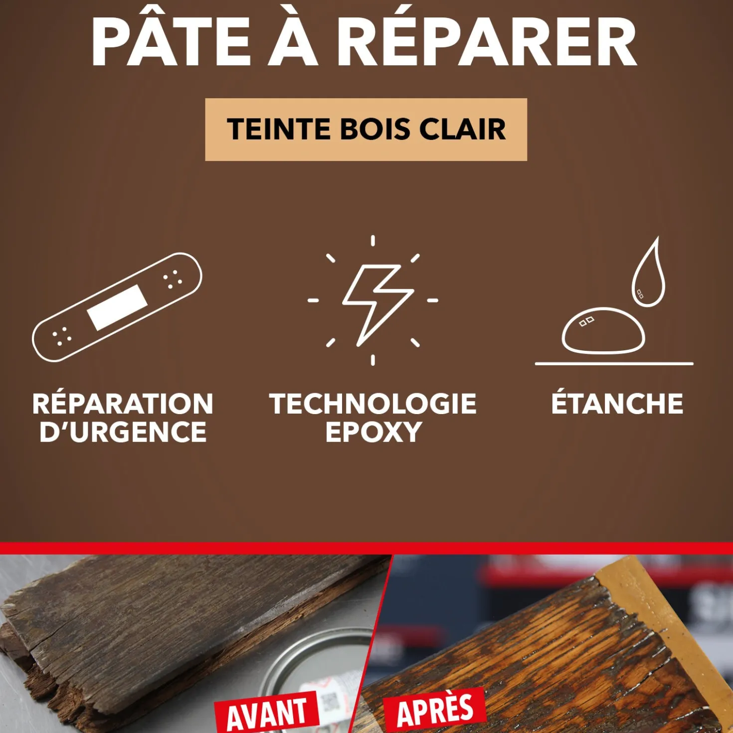 Répare vite, pâte à réparer bois epoxy