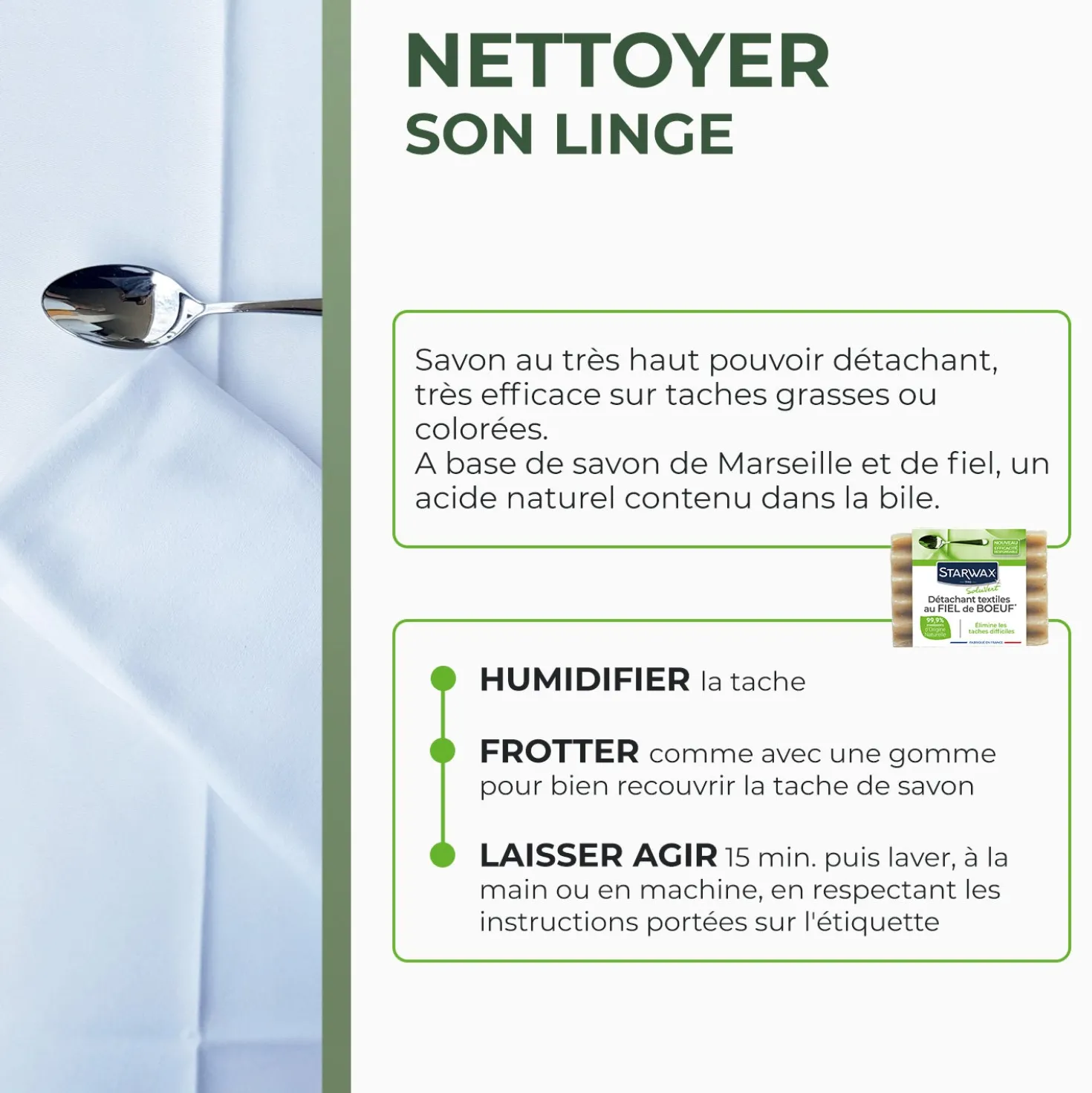 Savon détachant textile au fiel de boeuf