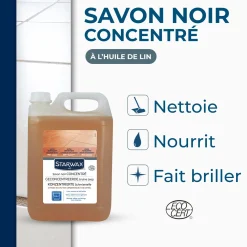 Savon noir à l'huile de lin pour les sols intérieurs