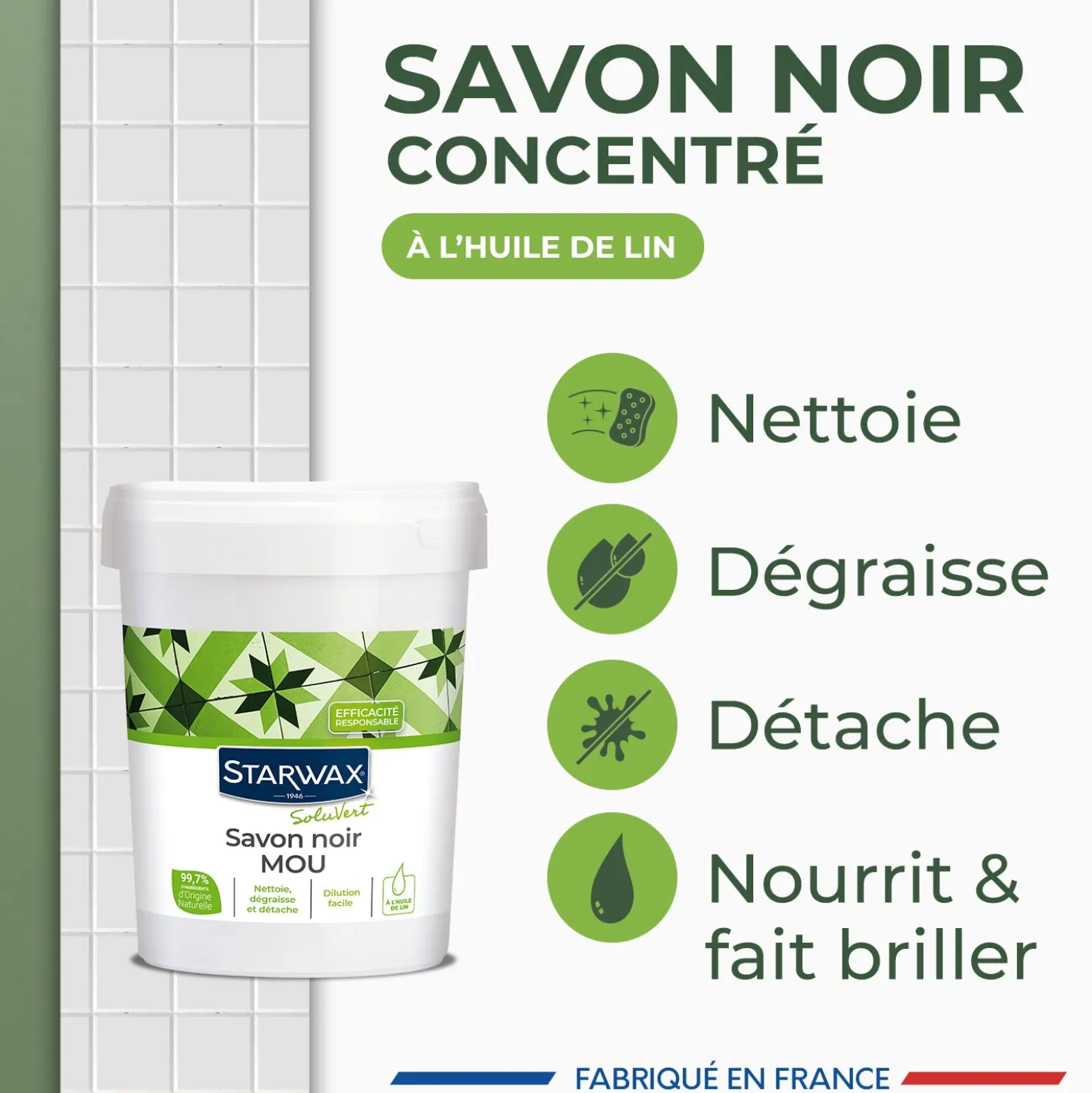 Savon noir mou à l'huile de lin