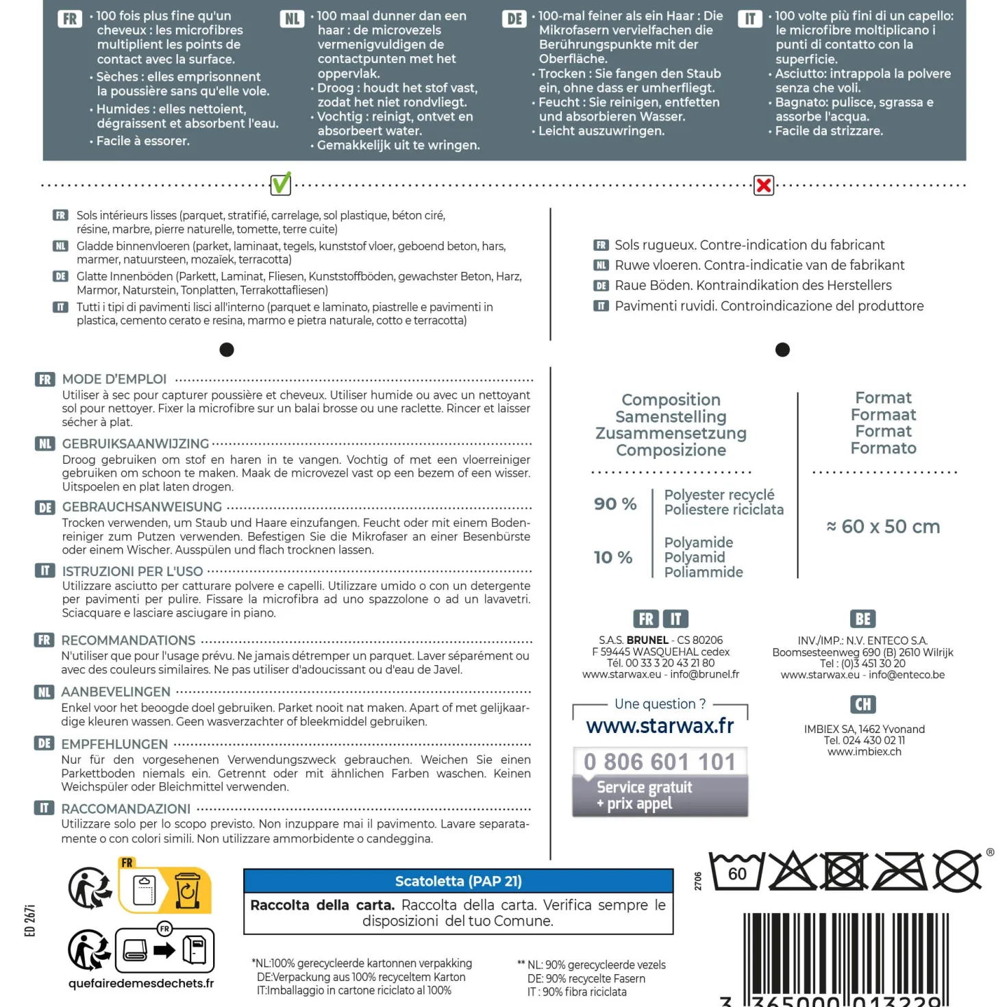 Serpillière microfibre pour sols lisses