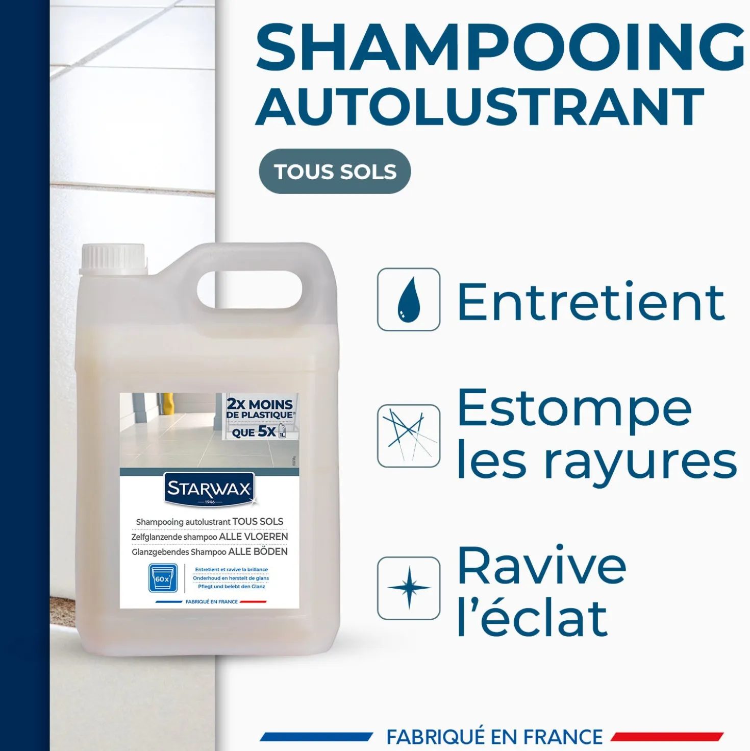Shampooing autolustrant pour sols intérieurs