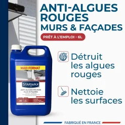 Traitement anti-algues rouges prêt à l'emploi pour murs et façades